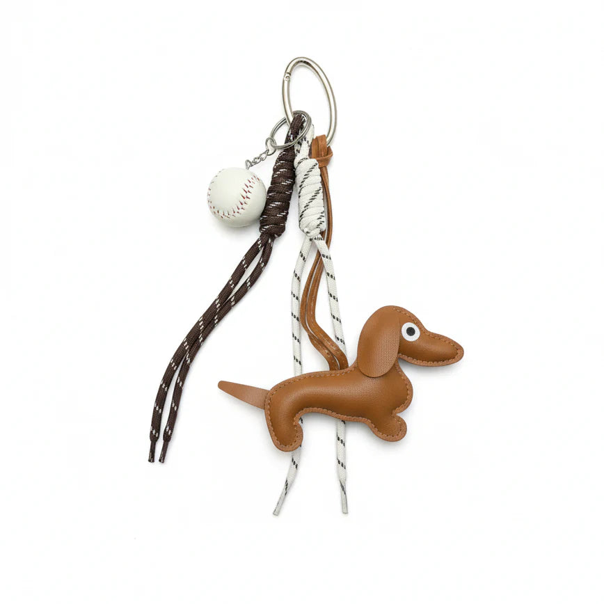 DACHSHUND WITH BASEBALL SET CHARM